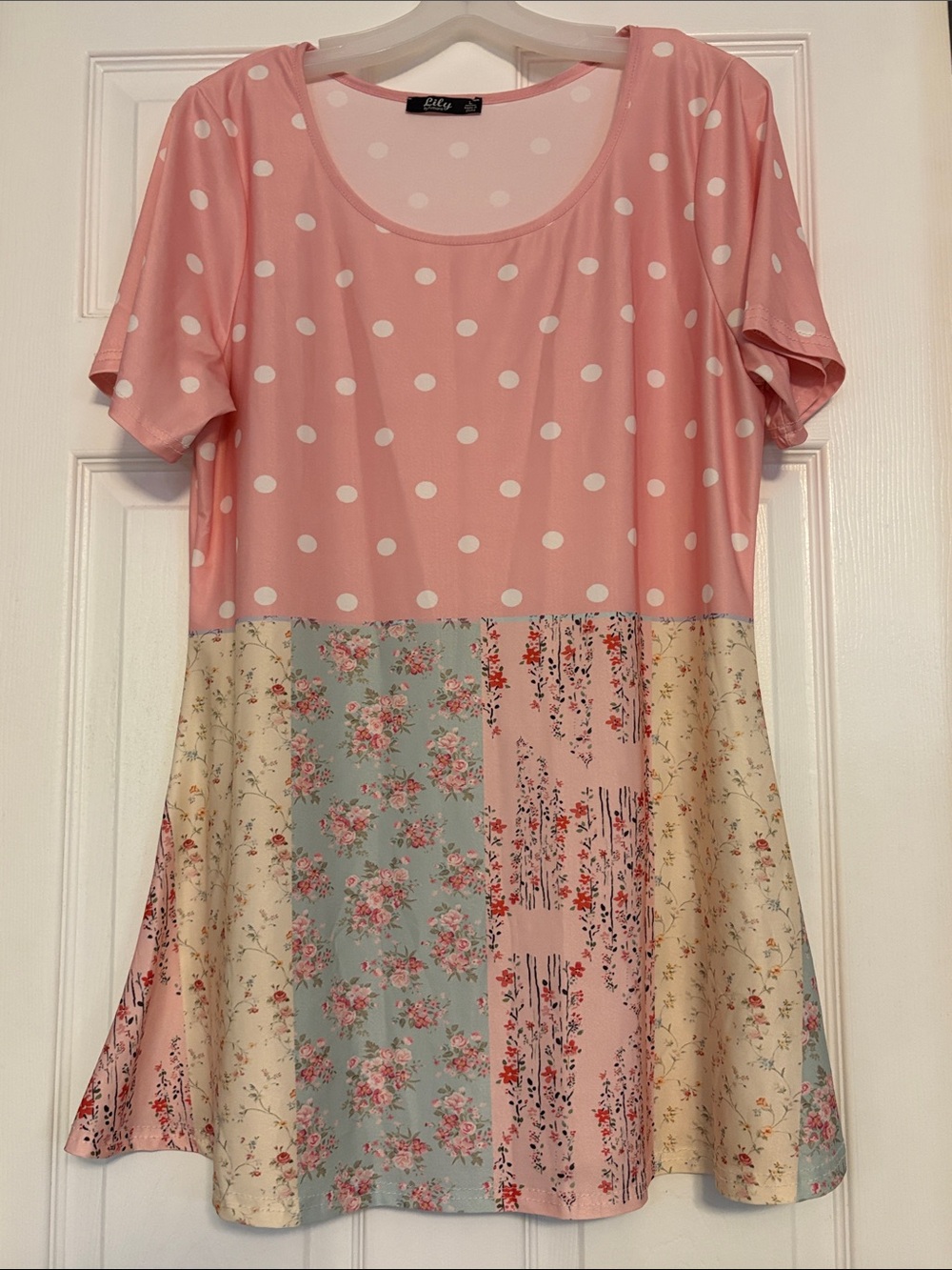 Lily Pink Polka Dot & Floral Patchwork Tunic